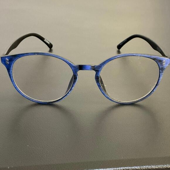 Zenni Blue and Black Round Plastic Full Rim Eyeglass Frames 2020616 - Picture 1 of 5